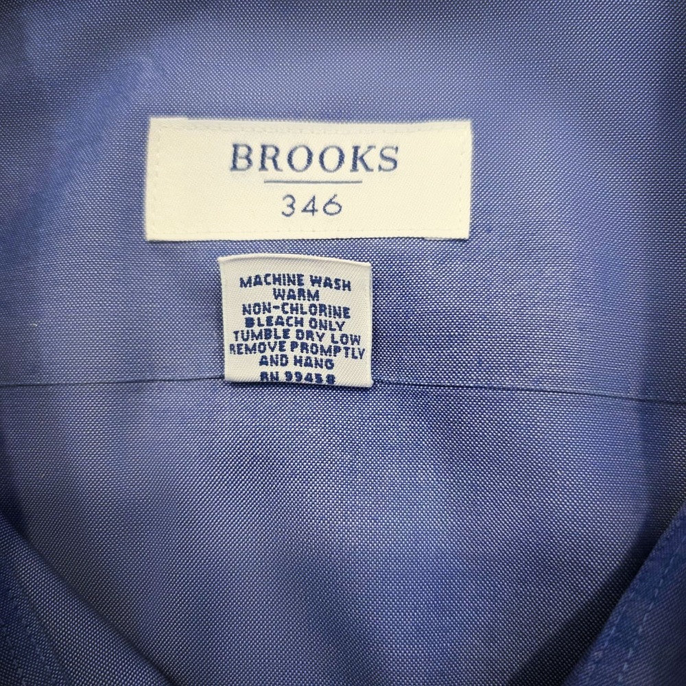 Brooks Brothers 346 Men's Dress Shirt Size 17.5 Blue Long Sleeve - Picture 5 of 9